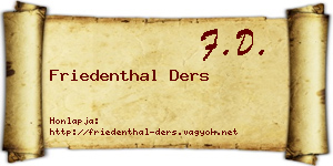 Friedenthal Ders névjegykártya